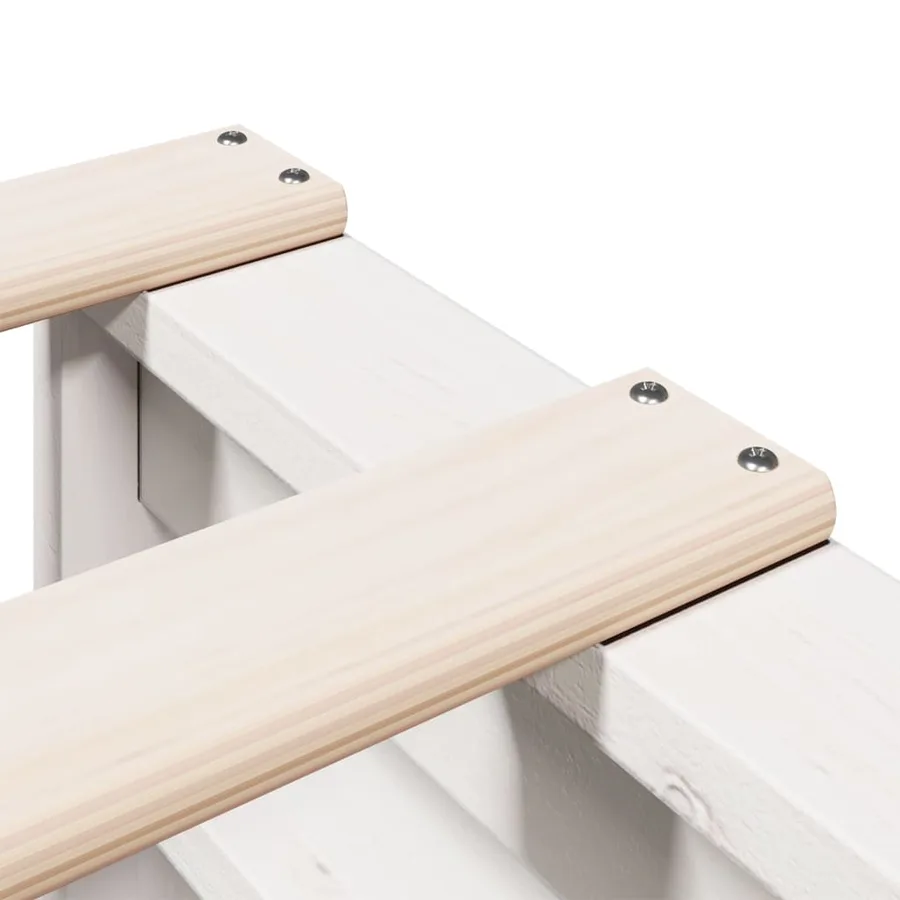 Lit bibliothèque sans matelas blanc 90x190cm bois de pin massif - 9