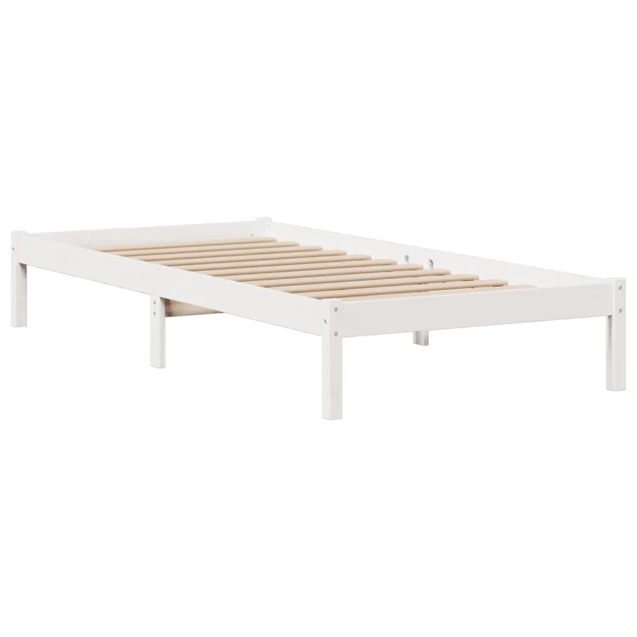 Lit bibliothèque sans matelas blanc 90x190cm bois de pin massif - 5