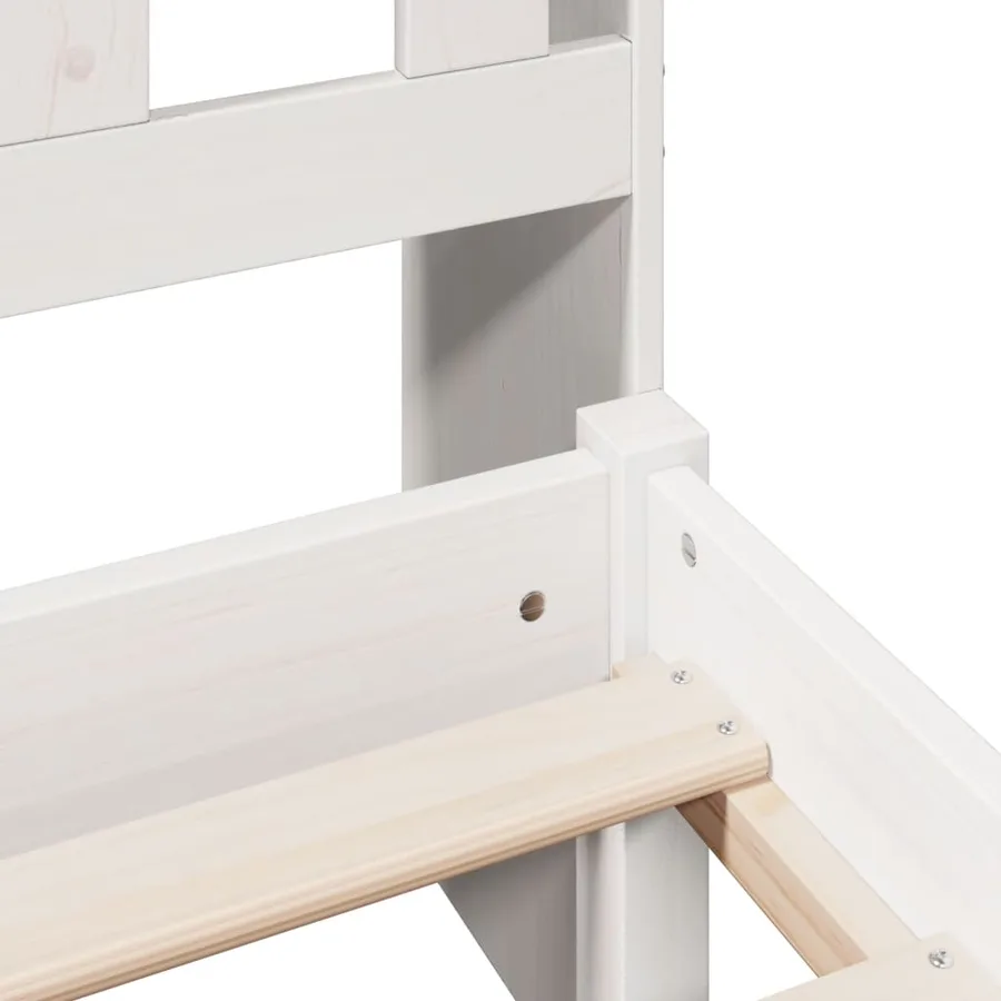 Lit bibliothèque sans matelas blanc 90x190cm bois de pin massif - 9