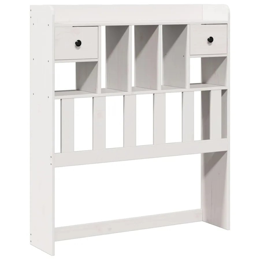 Lit bibliothèque sans matelas blanc 90x200cm bois de pin massif - 7