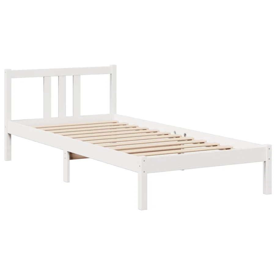 Lit bibliothèque sans matelas blanc 90x200cm bois de pin massif - 8