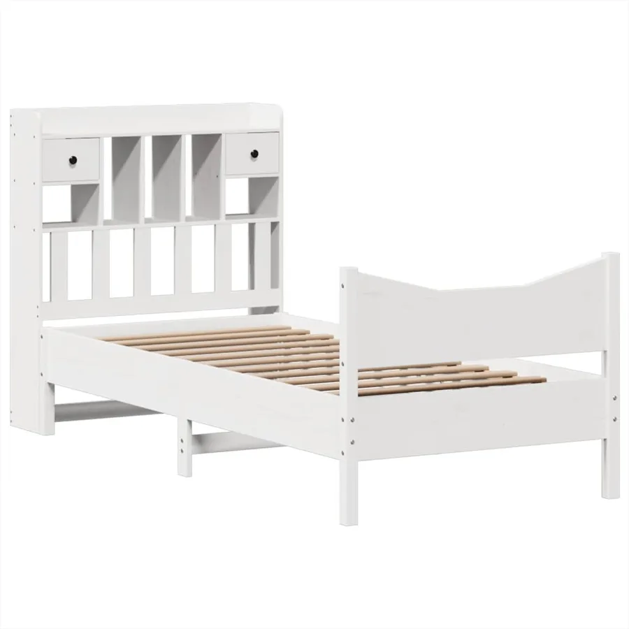 Cadre de lit sans matelas blanc 90x200 cm bois de pin massif - 3