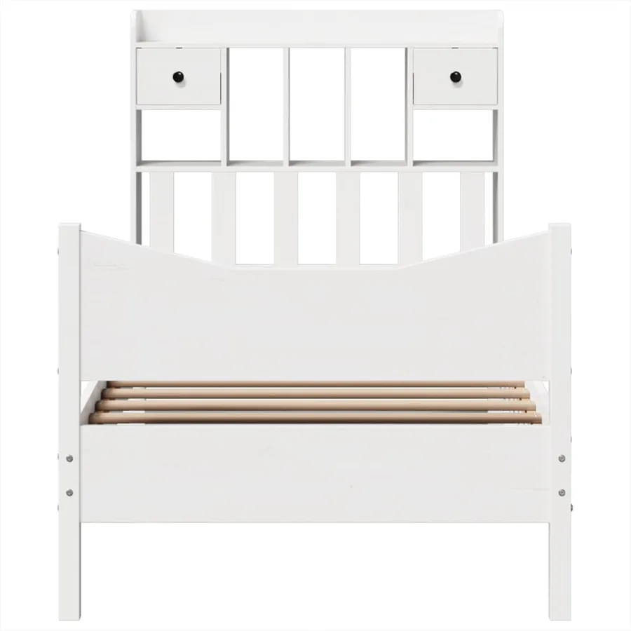 Cadre de lit sans matelas blanc 90x200 cm bois de pin massif - 4