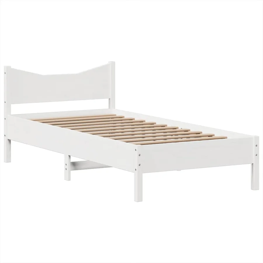 Cadre de lit sans matelas blanc 90x200 cm bois de pin massif - 5