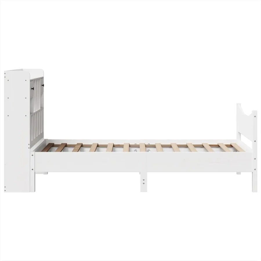 Cadre de lit sans matelas blanc 90x200 cm bois de pin massif - 7