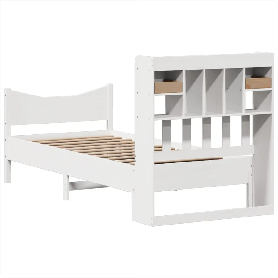Cadre de lit sans matelas blanc 90x200 cm bois de pin massif - 8