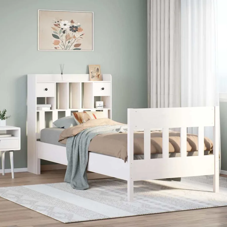 Cadre de lit sans matelas blanc 90x190 cm bois de pin massif
