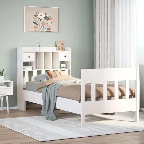 Cadre de lit sans matelas blanc 90x190 cm bois de pin massif