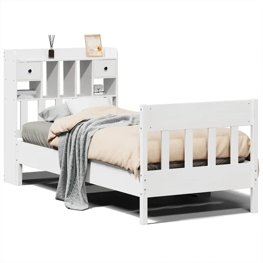 Cadre de lit sans matelas blanc 90x190 cm bois de pin massif - 2