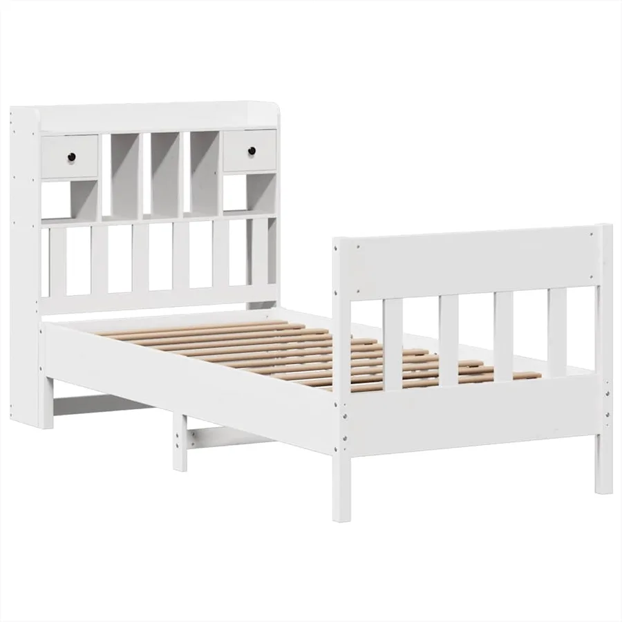 Cadre de lit sans matelas blanc 90x190 cm bois de pin massif - 3