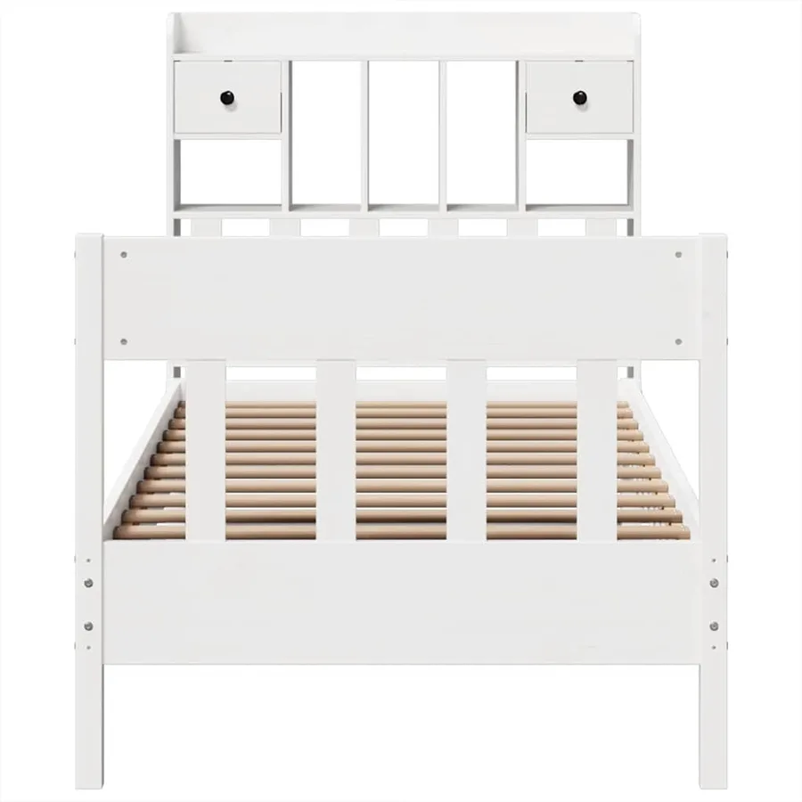Cadre de lit sans matelas blanc 90x190 cm bois de pin massif - 4