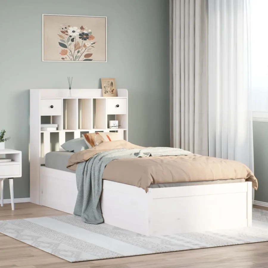 Cadre de lit sans matelas blanc 90x200 cm bois de pin massif