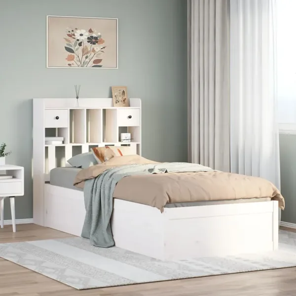 Cadre de lit sans matelas blanc 90x200 cm bois de pin massif