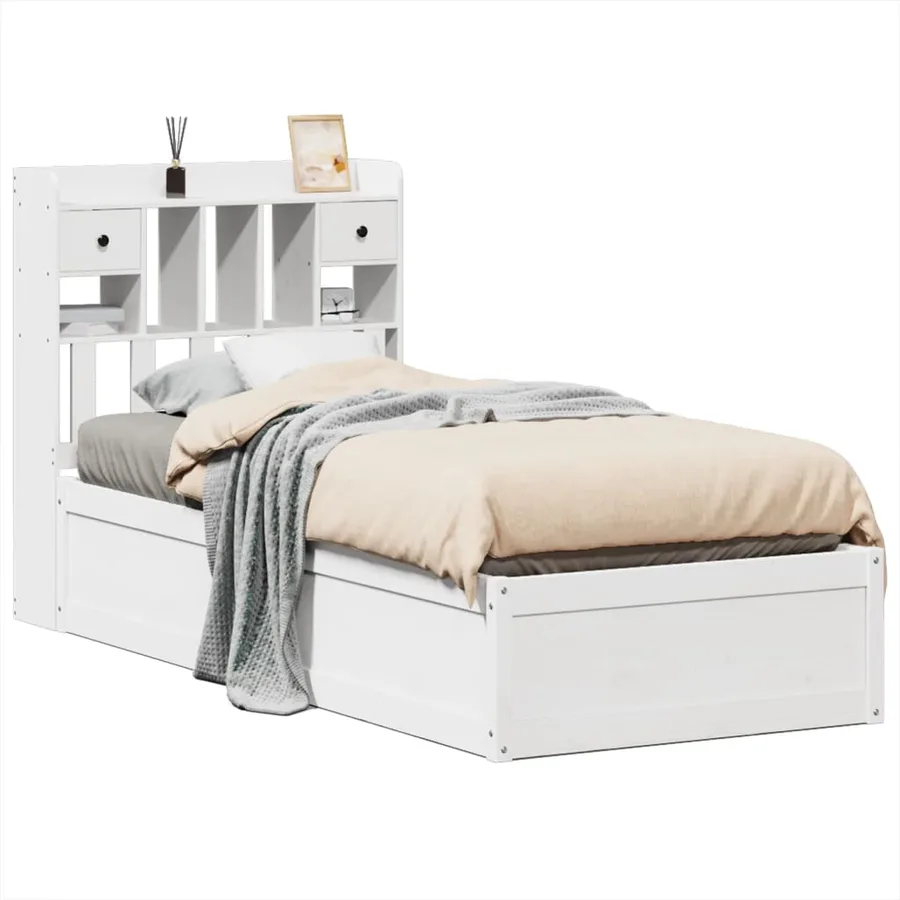 Cadre de lit sans matelas blanc 90x200 cm bois de pin massif - 2