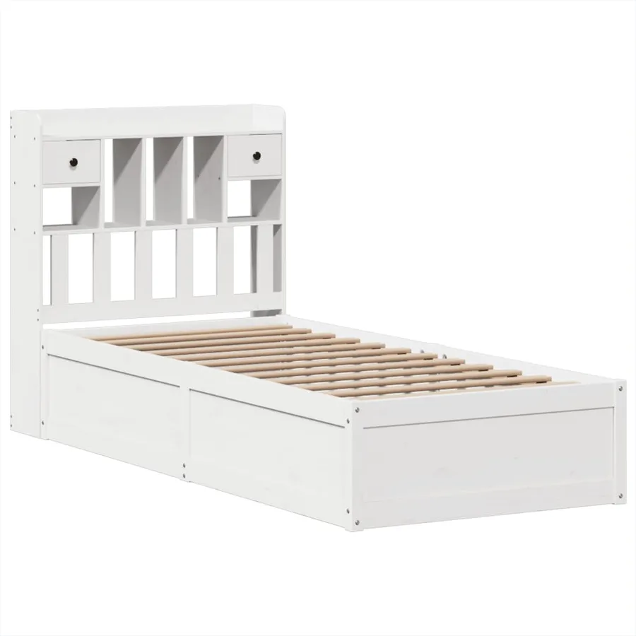 Cadre de lit sans matelas blanc 90x200 cm bois de pin massif - 3
