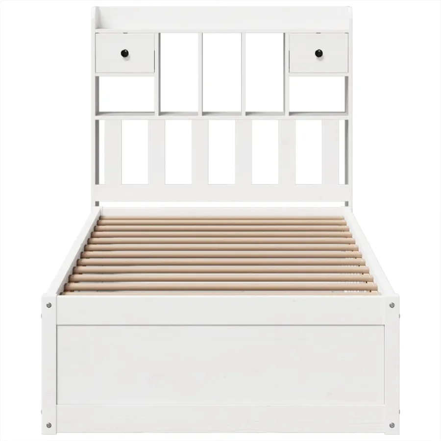 Cadre de lit sans matelas blanc 90x200 cm bois de pin massif - 4