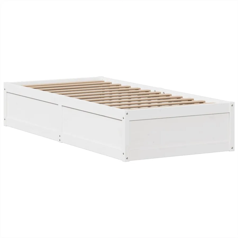 Cadre de lit sans matelas blanc 90x200 cm bois de pin massif - 5