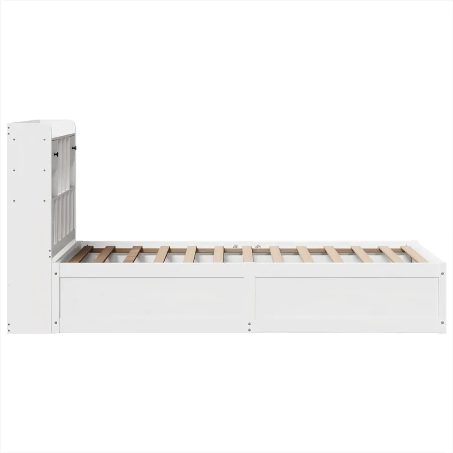 Cadre de lit sans matelas blanc 90x200 cm bois de pin massif - 6