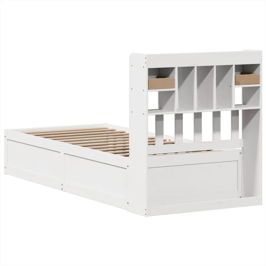 Cadre de lit sans matelas blanc 90x200 cm bois de pin massif - 7