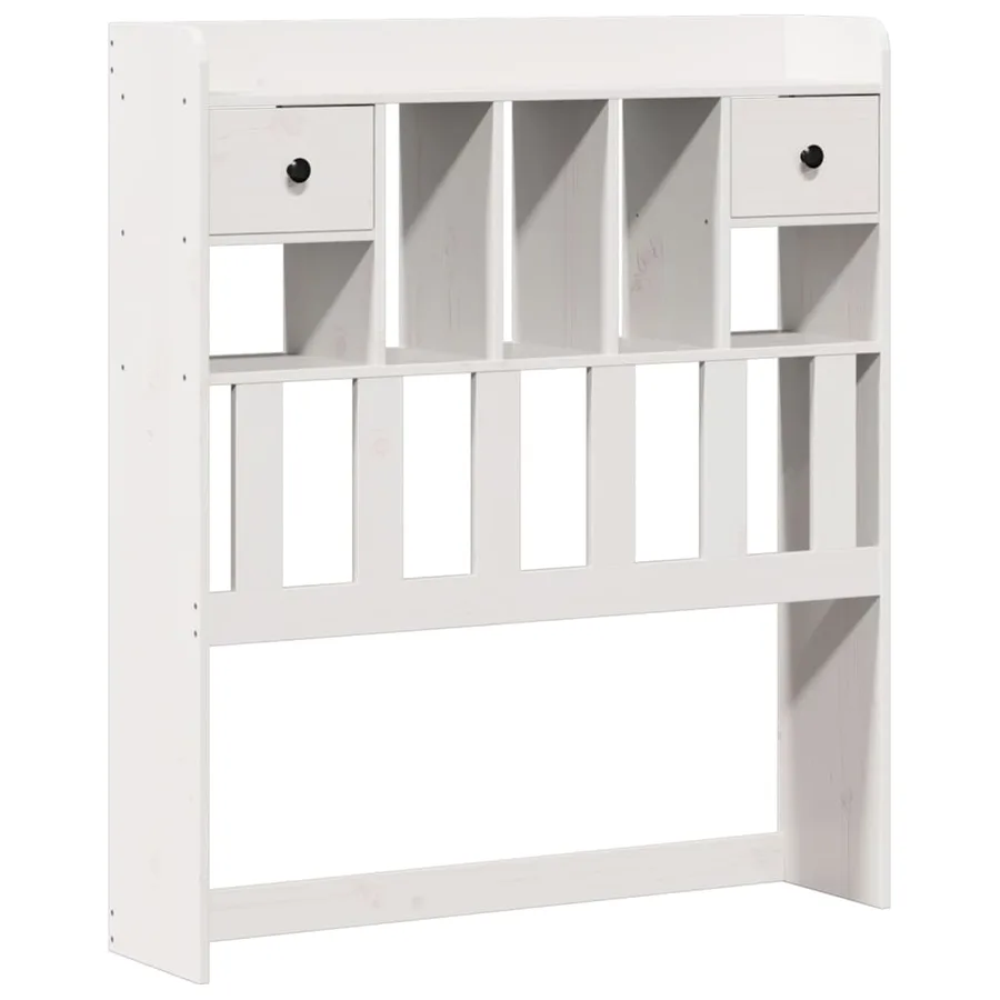 Lit bibliothèque sans matelas blanc 90x190cm bois de pin massif - 7