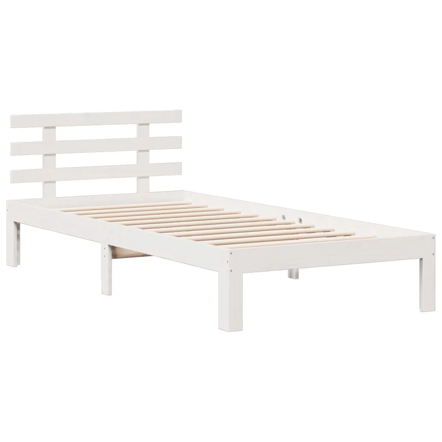 Lit bibliothèque sans matelas blanc 90x190cm bois de pin massif - 8