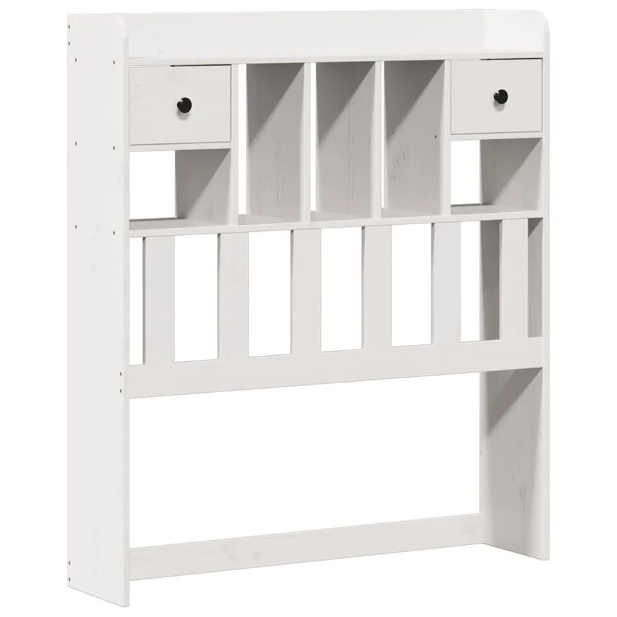Lit bibliothèque sans matelas blanc 90x200cm bois de pin massif - 7