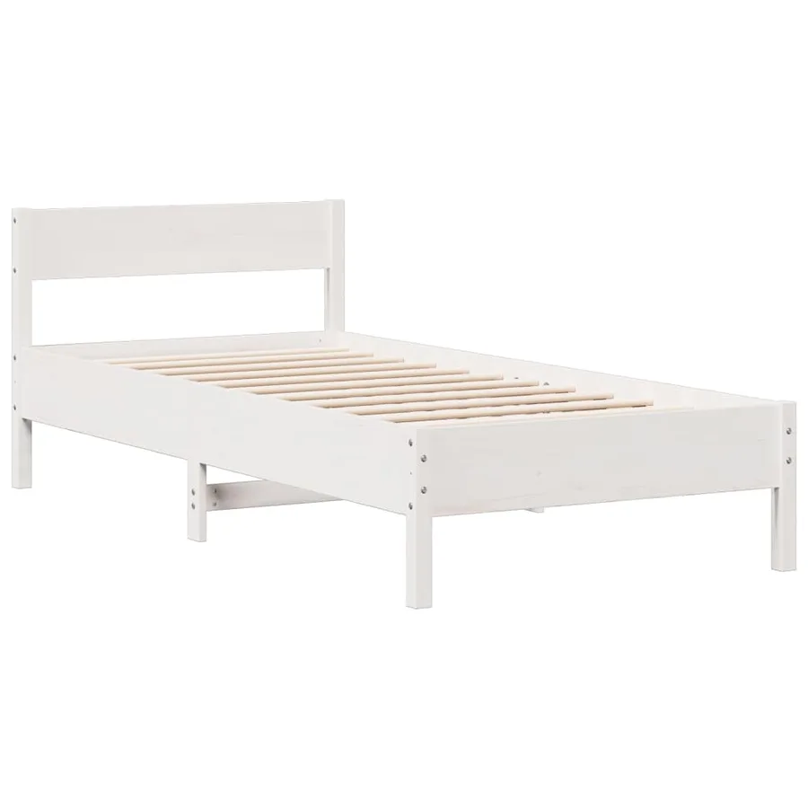 Lit bibliothèque sans matelas blanc 90x200cm bois de pin massif - 8