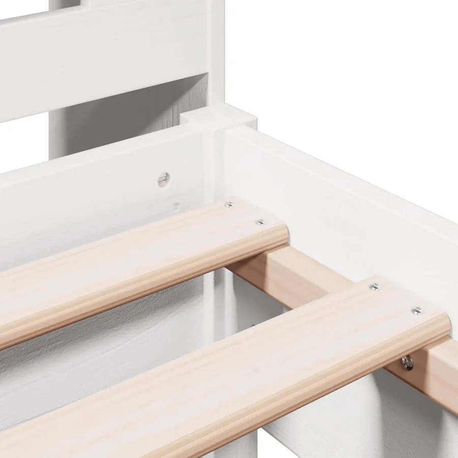 Lit bibliothèque sans matelas blanc 90x200cm bois de pin massif - 9