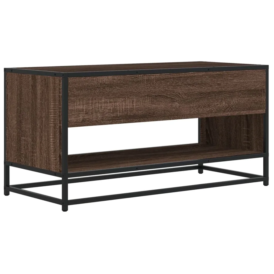 Meuble TV chêne marron 91x40x46 cm bois d'ingénierie et métal - 5