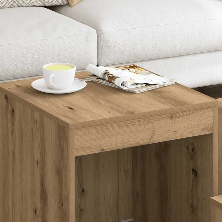Tables gigognes 3 pcs chêne artisanal bois d'ingénierie - 3
