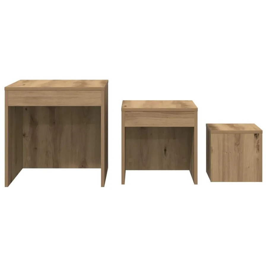 Tables gigognes 3 pcs chêne artisanal bois d'ingénierie - 5