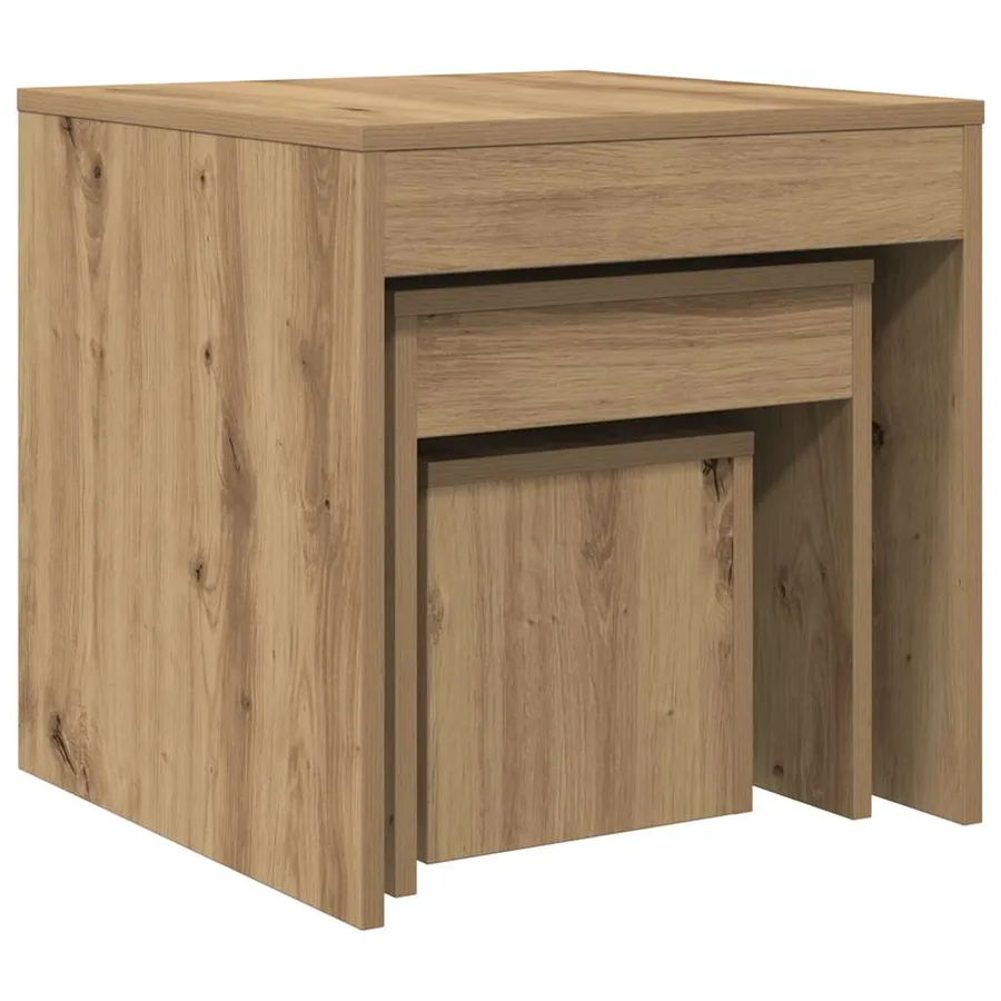 Tables gigognes 3 pcs chêne artisanal bois d'ingénierie - 6