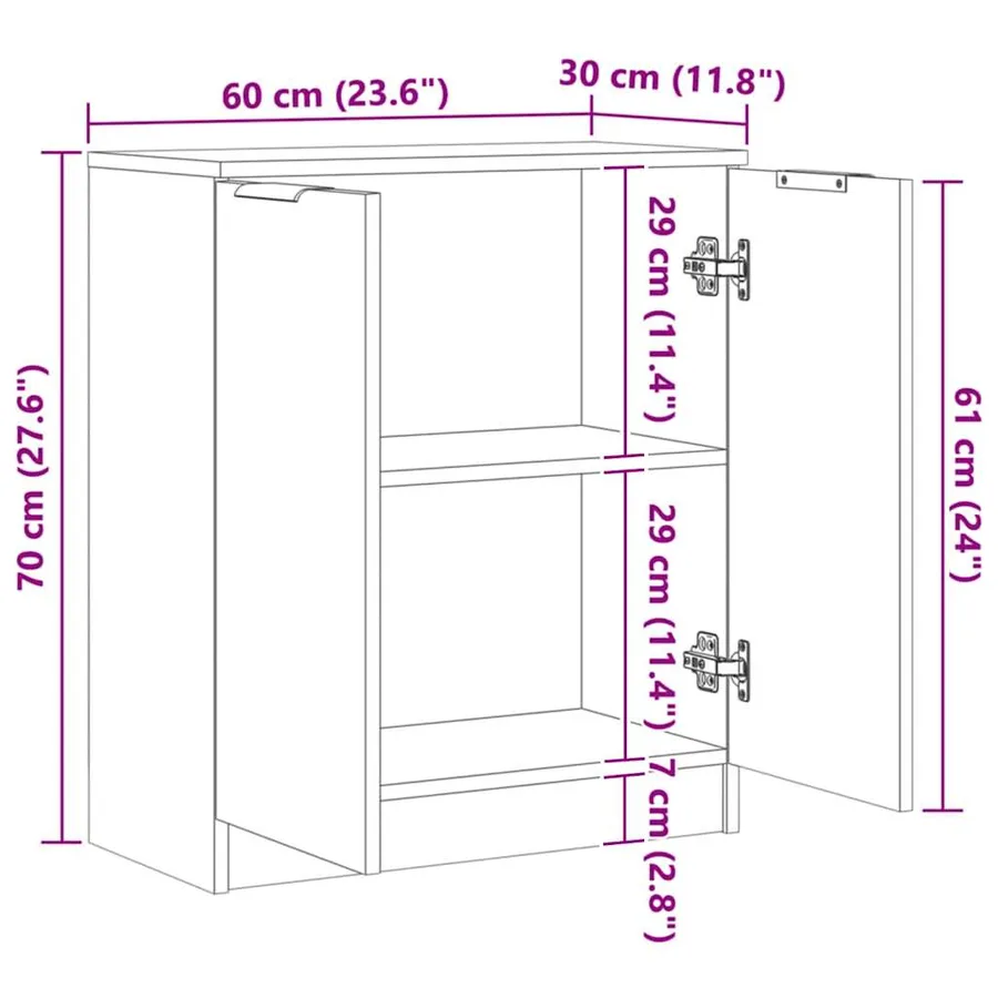 Buffet chêne artisanal 60x30x70 cm bois d'ingénierie - 10