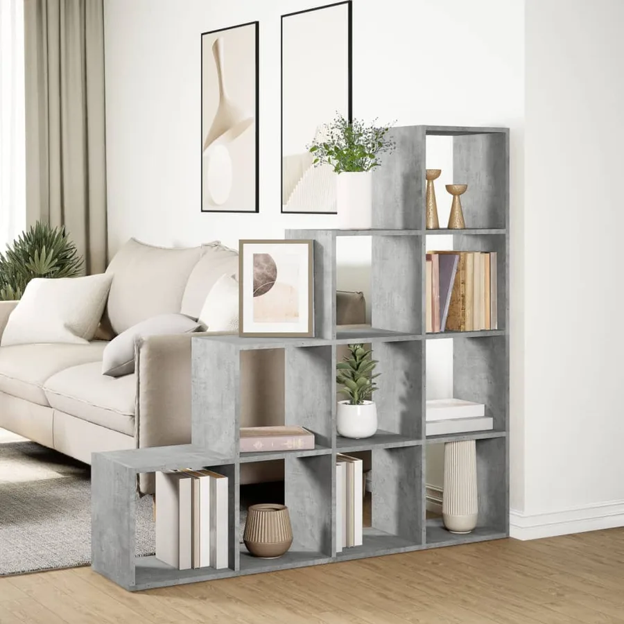 Étagère séparatrice de pièce à 4 niveaux gris béton - 4