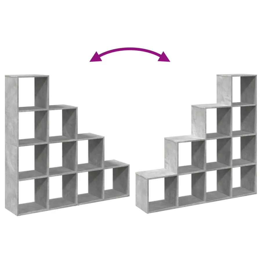Étagère séparatrice de pièce à 4 niveaux gris béton - 9