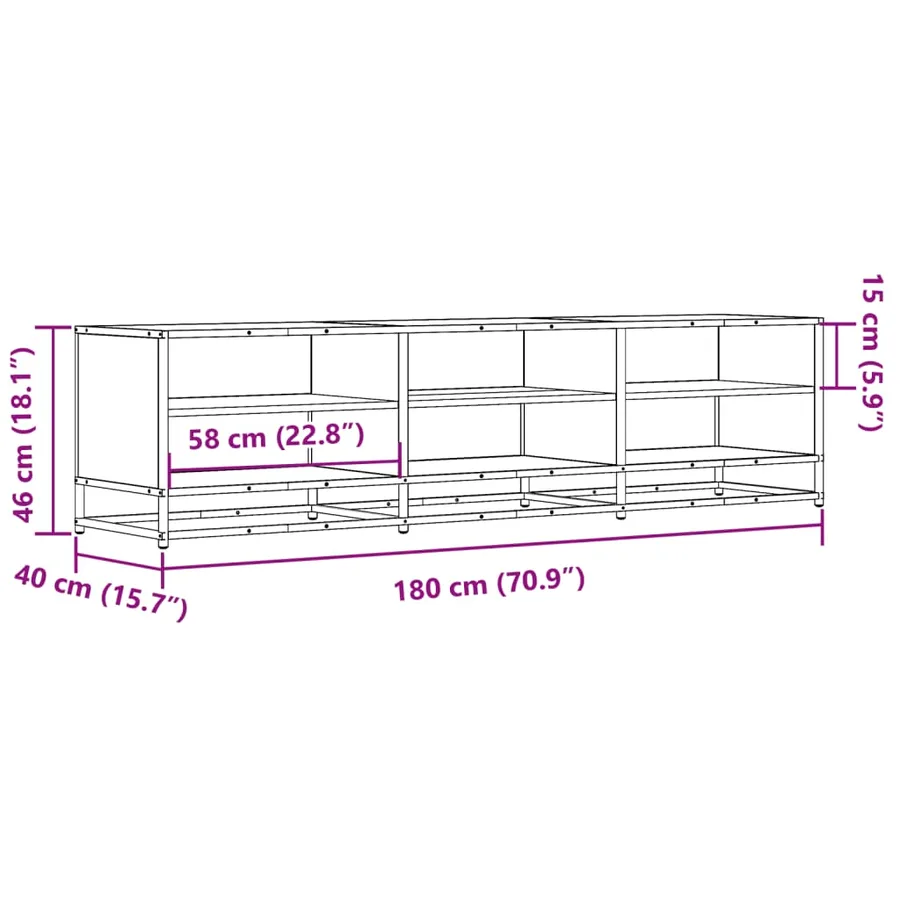 Meuble TV chêne marron 180x40x46 cm bois d'ingénierie - 9