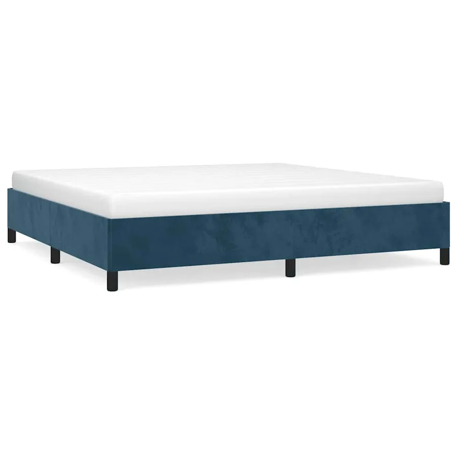 Cadre de lit sans matelas bleu foncé 200x200 cm velours - 2