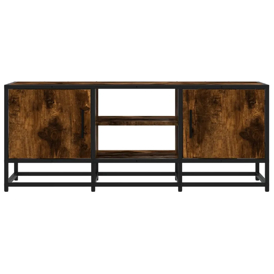 Meuble TV chêne fumé 100x35x41 cm bois d'ingénierie et métal - 4