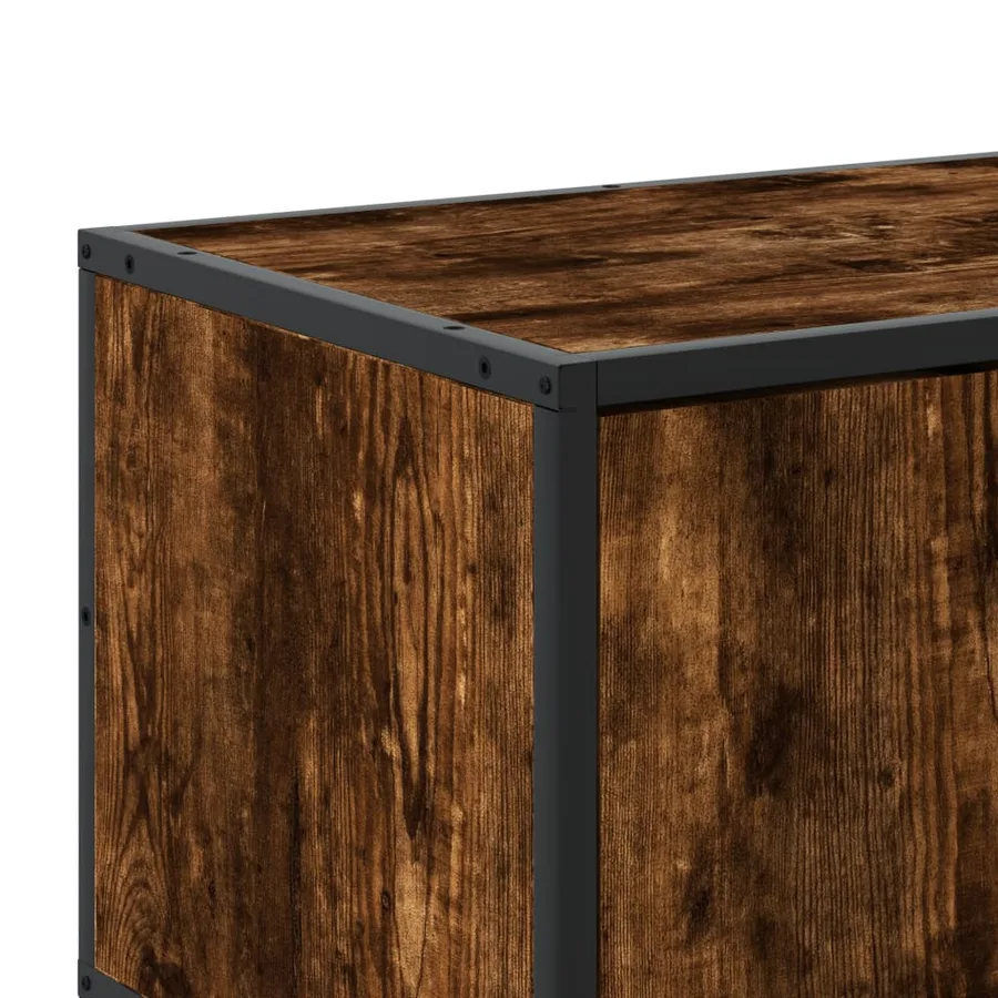 Meuble TV chêne fumé 100x35x41 cm bois d'ingénierie et métal - 8