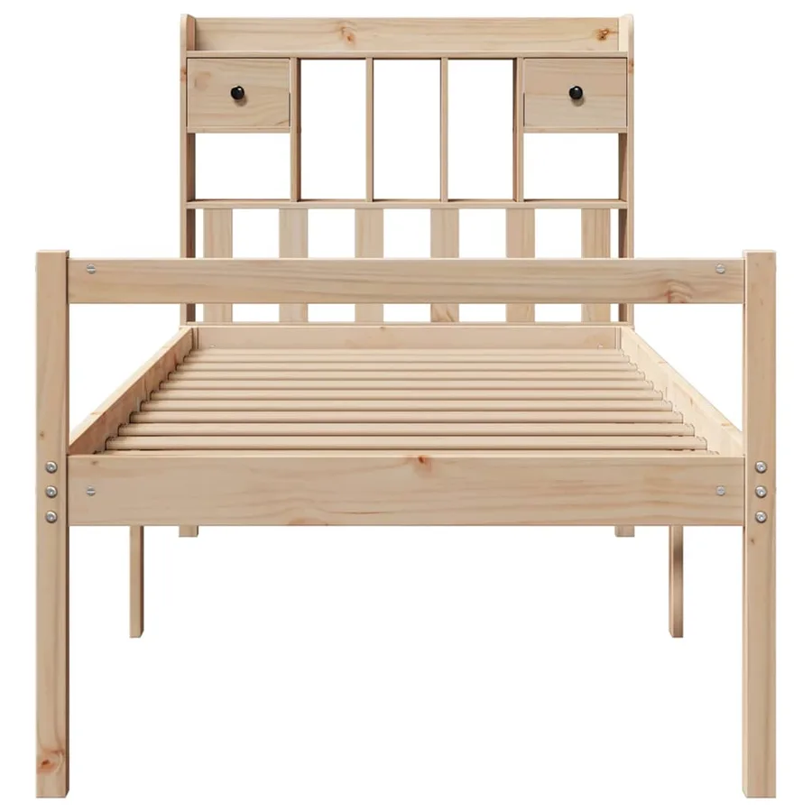 Lit bibliothèque sans matelas 75x190 cm bois de pin massif - 4