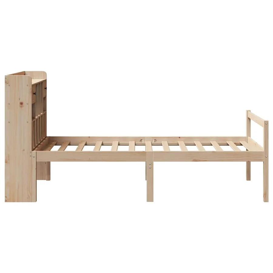Lit bibliothèque sans matelas 75x190 cm bois de pin massif - 5