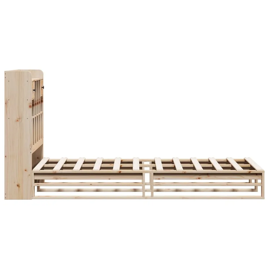Lit bibliothèque sans matelas 90x200 cm bois de pin massif - 7