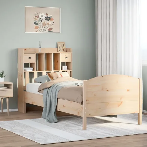 Lit bibliothèque sans matelas 75x190 cm bois de pin massif