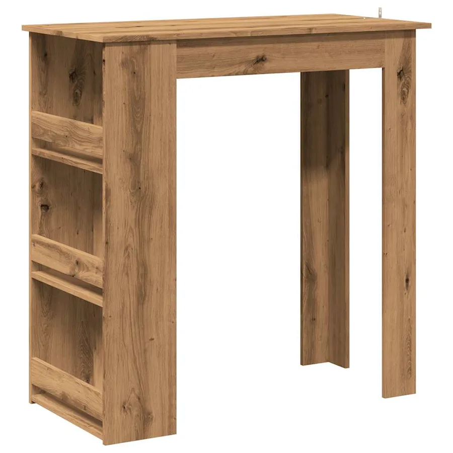 Table de bar avec étagère de rangement chêne artisanal - 2