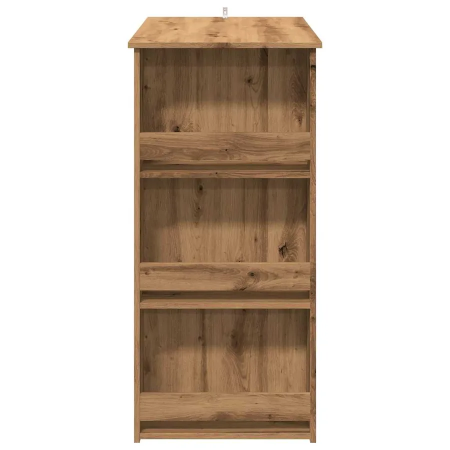 Table de bar avec étagère de rangement chêne artisanal - 5