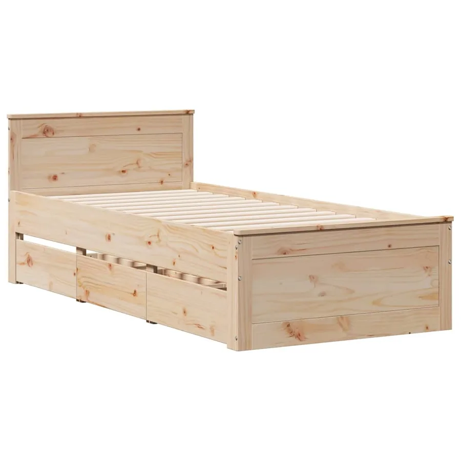 Lit bibliothèque sans matelas 90x190 cm bois de pin massif - 8