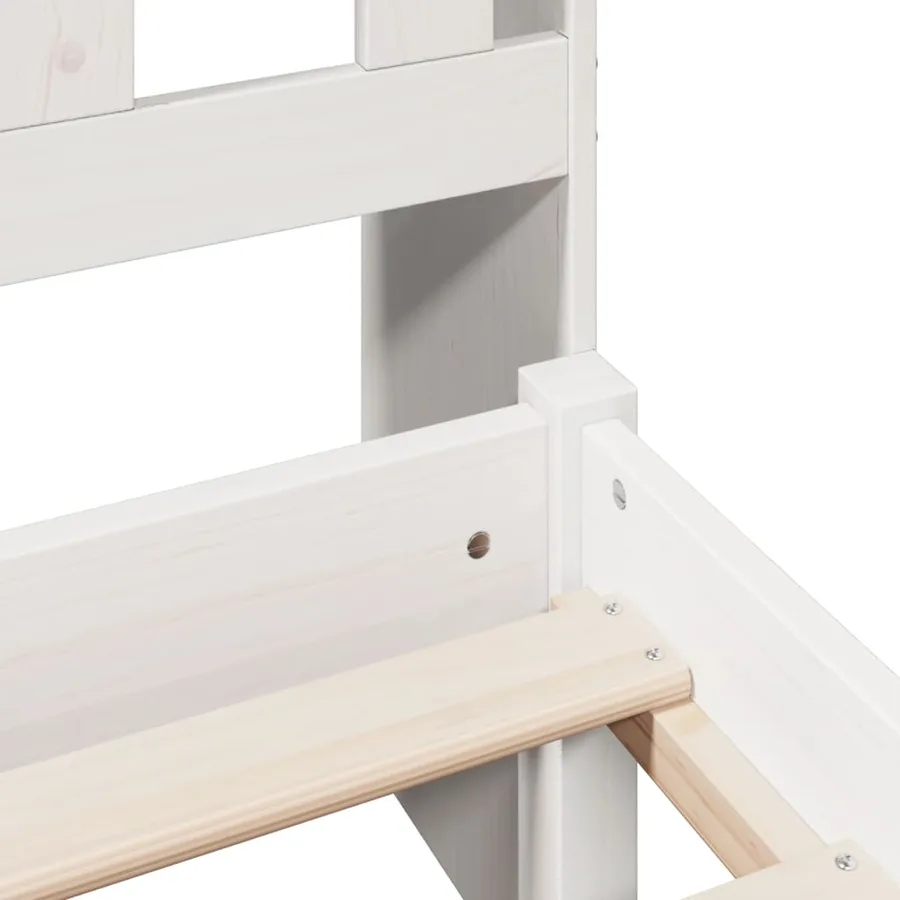 Lit bibliothèque sans matelas blanc 75x190cm bois de pin massif - 9