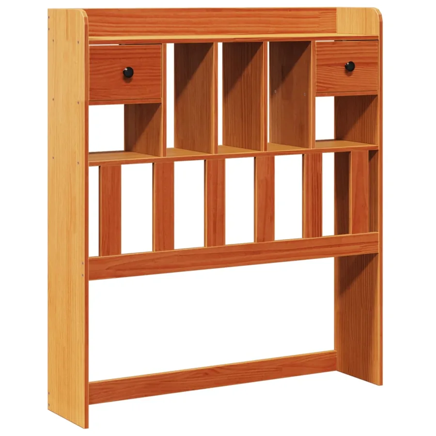Lit bibliothèque sans matelas cire marron 75x190 cm pin massif - 7