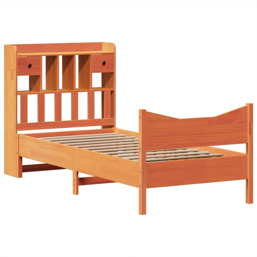 Cadre de lit sans matelas cire marron 75x190 cm bois pin massif - 3