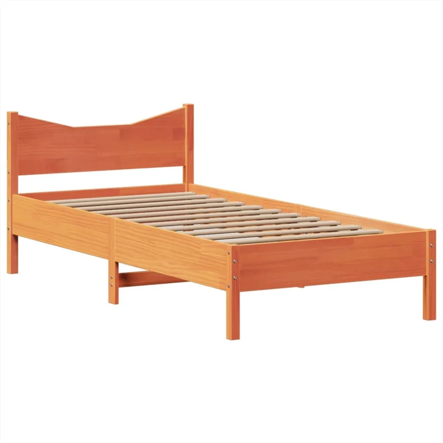 Cadre de lit sans matelas cire marron 75x190 cm bois pin massif - 5